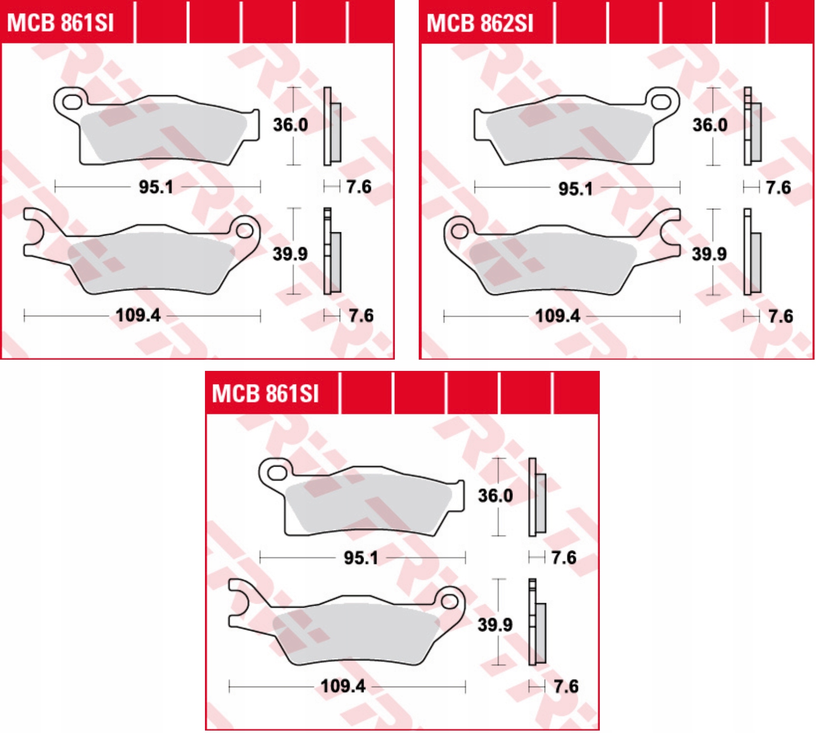 MCB861SI - Тормозные колодки TRW ATV Can-Am 570 Outlander MAX 16-22
