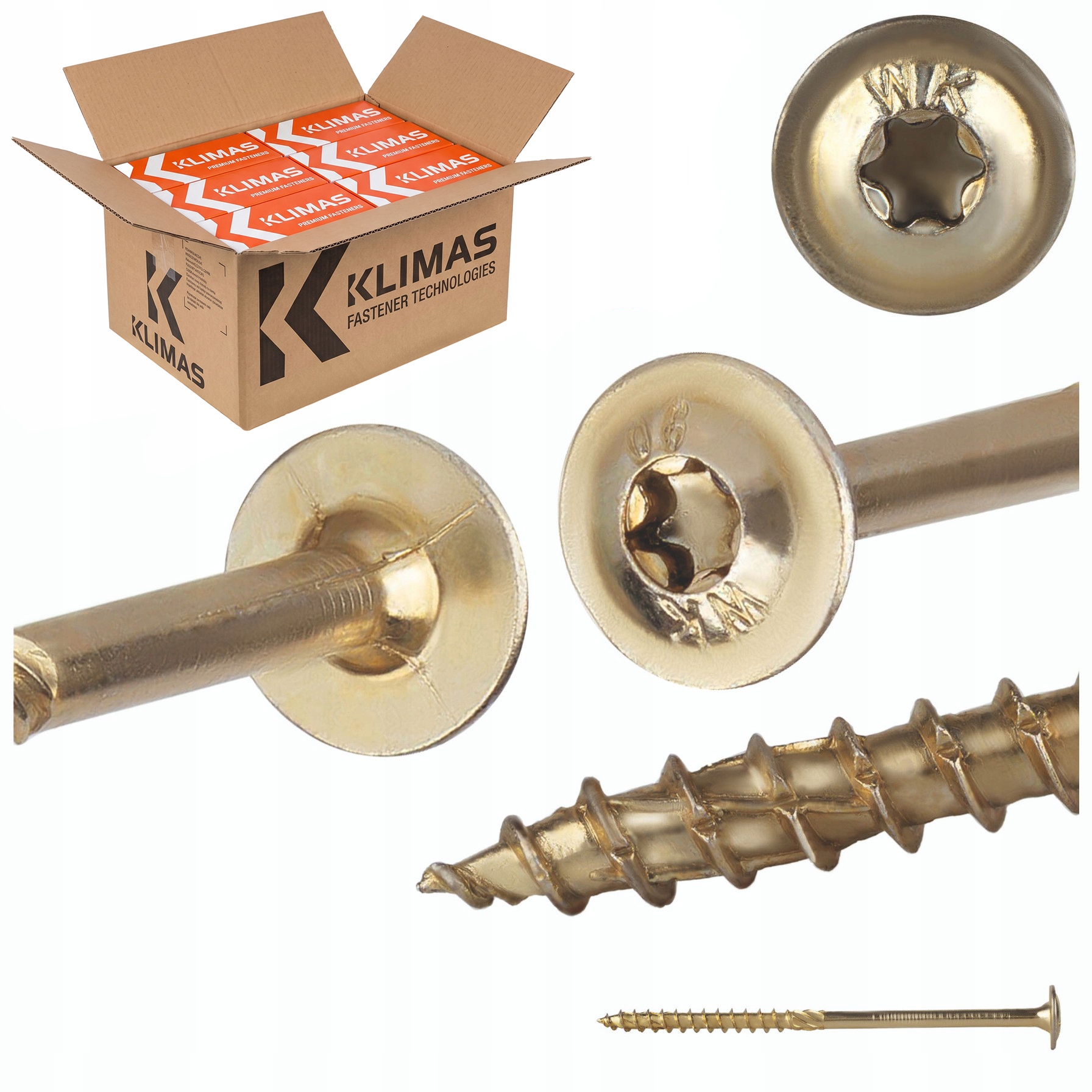 Tesárske skrutky Torx 10x180 mm 200 ks tanierové na drevo Klimas Wkcp