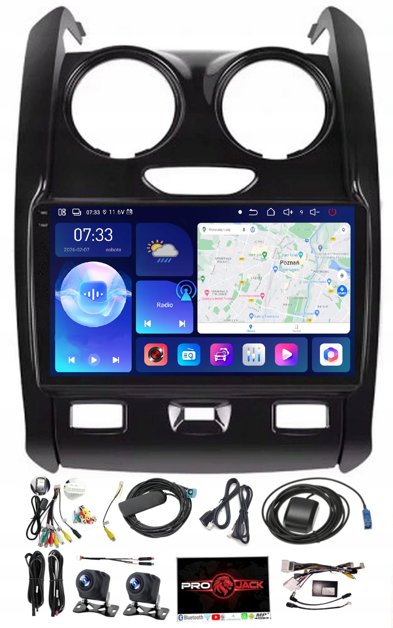 Rádio Navigace Dacia Duster 2014-2018 Wifi Carplay Usb 6GB 128GB Sim