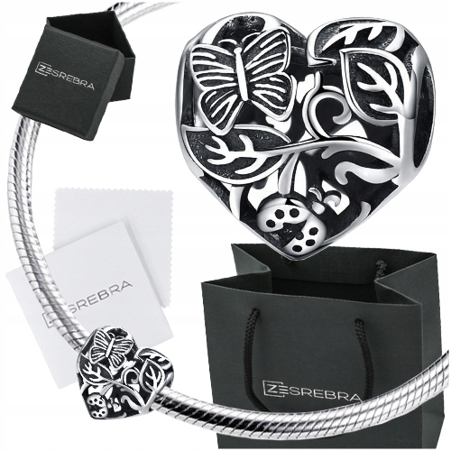 

Charms Serce Motyl srebro 925 koralik zawieszka