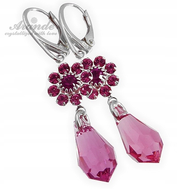 Krystaly Náušnice Rose Feel Stříbro