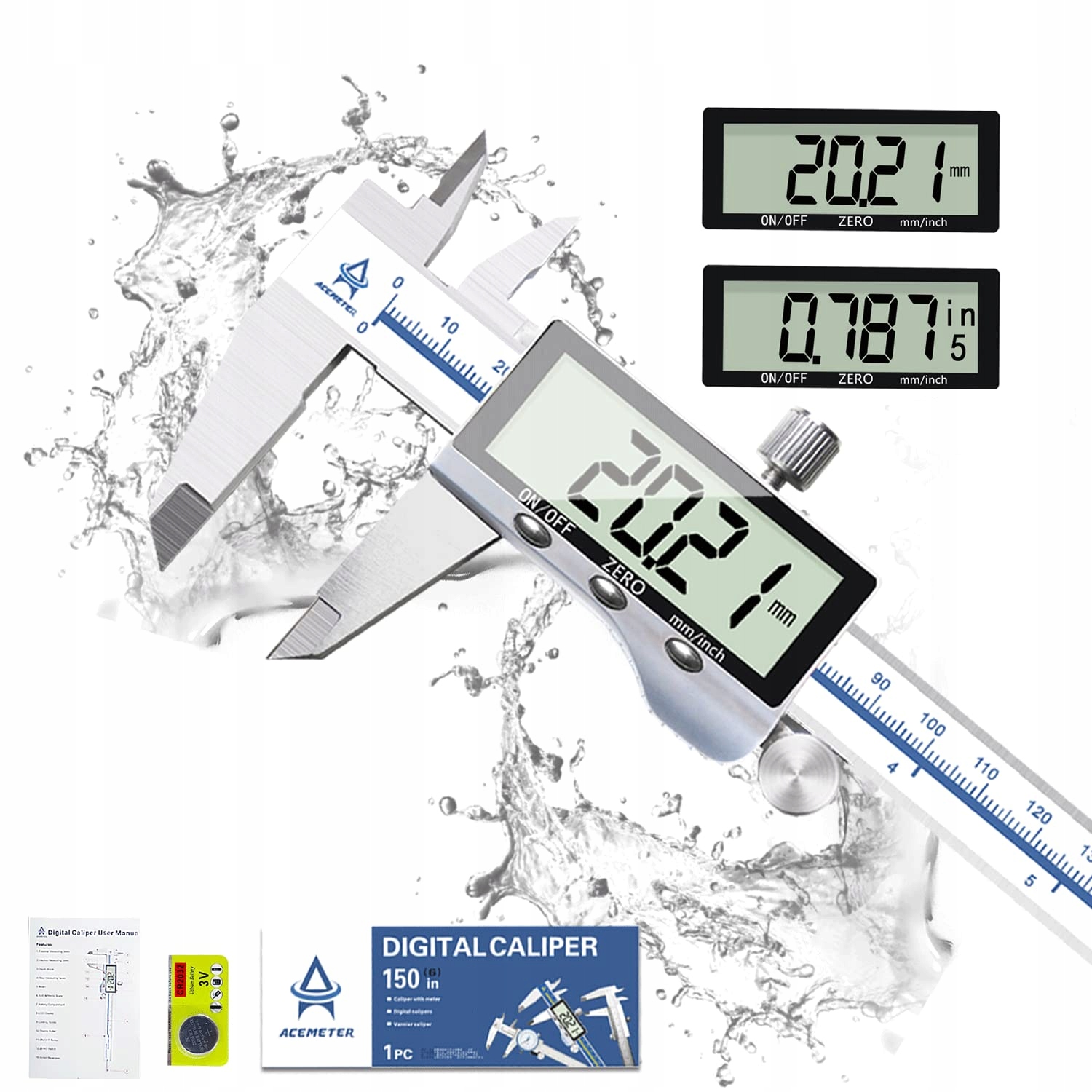 ACEMETER Suwmiarka Cyfrowa 150mm Duży Wyświetlacz LCD Precyzyjna Pomiar — miniatura 2
