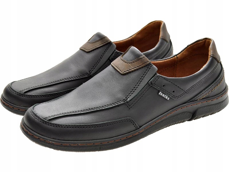 MĘSKIE POLSKIE MOKASYNY SKÓRZANE 102 CZARNY 43 Marka inna