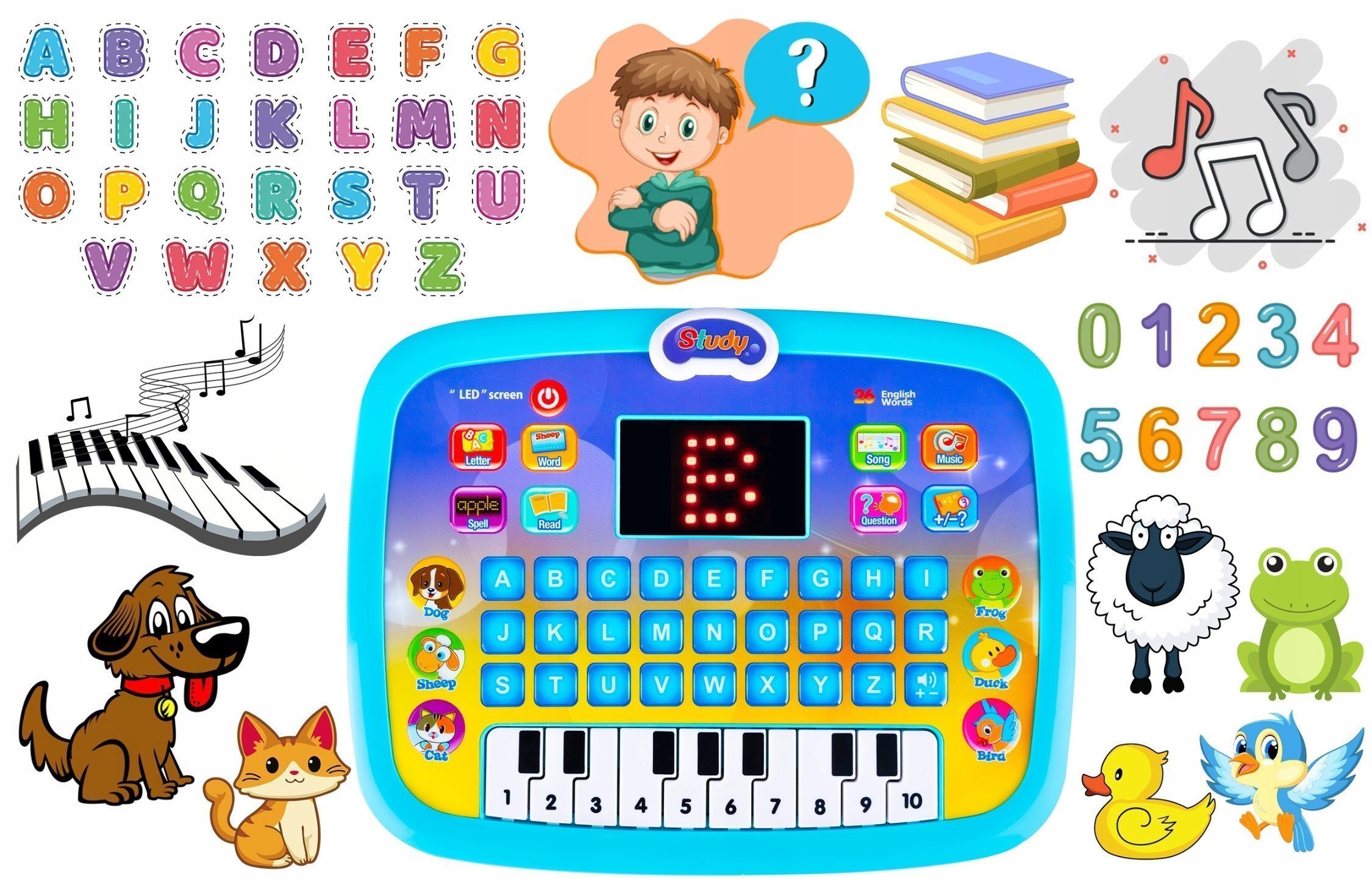 ZESTAW EDUKACYJNY DLA DZIECKA PREZENT TABLET PATYCZKI DODAWALEC Marka inna