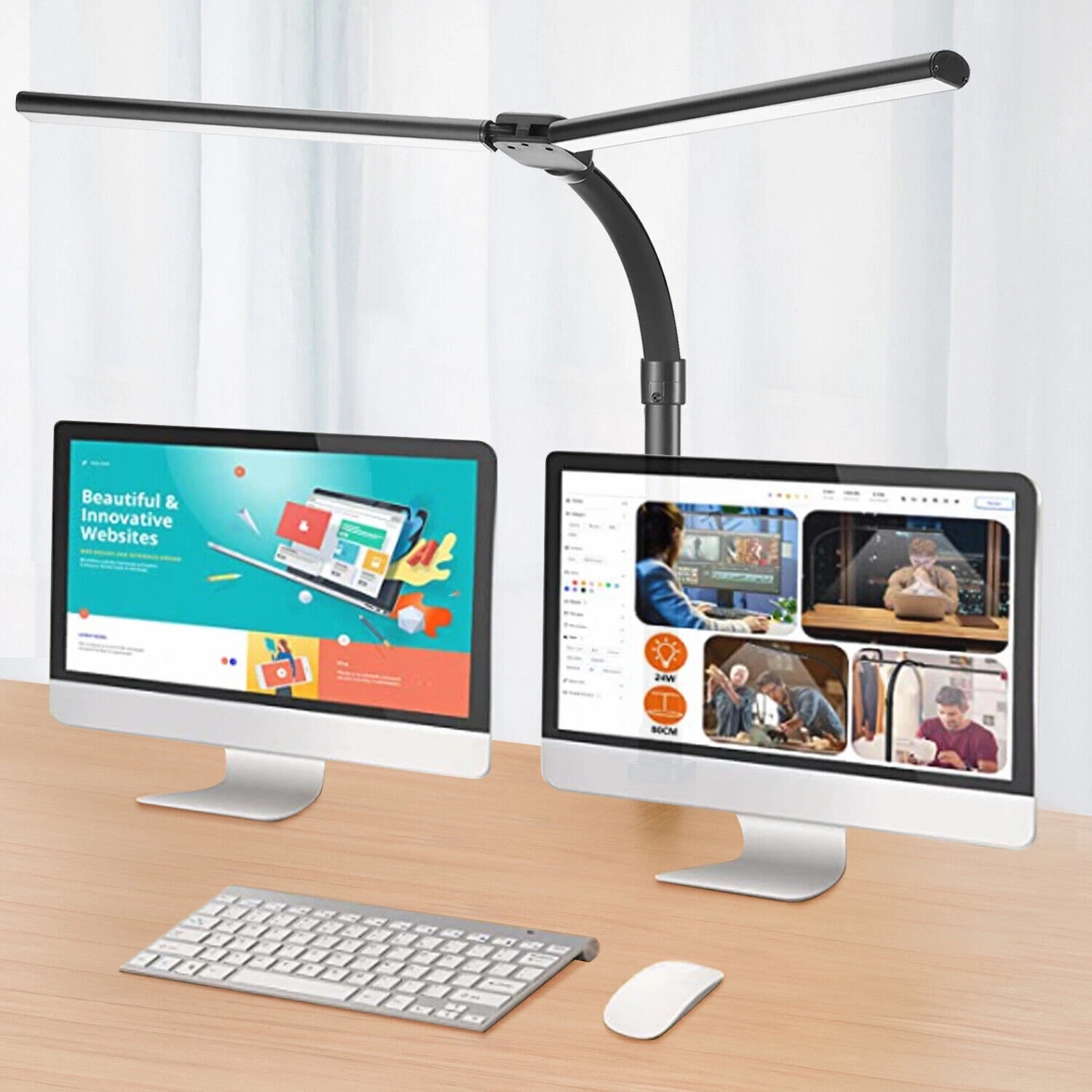 Led stolní lampa s dotykovým ovládáním, stolní lampa s dvojitou hlavou