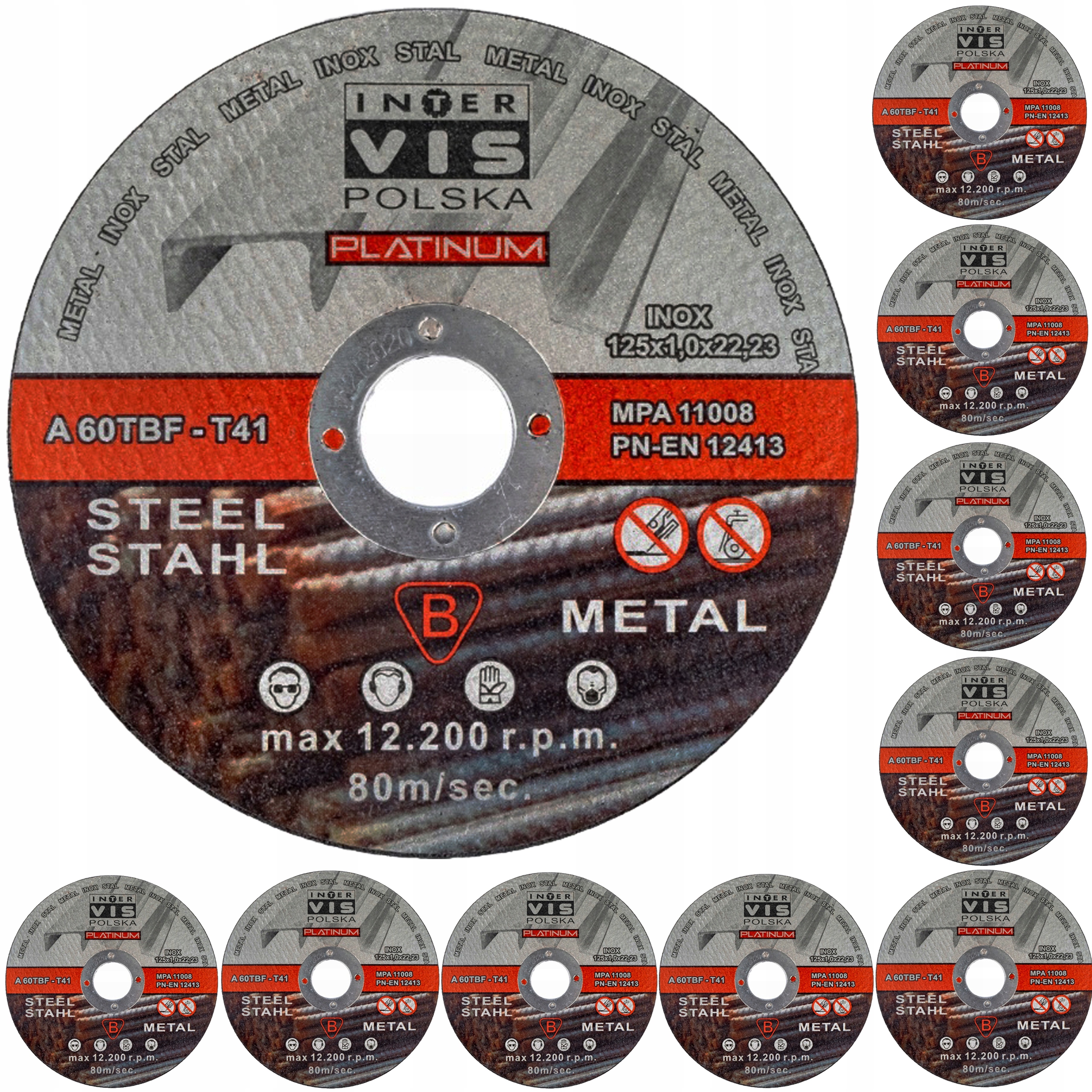 400 x TARCZE TARCZA DO CIĘCIA METALU STALI INOX 125 MM x 1,0 MM