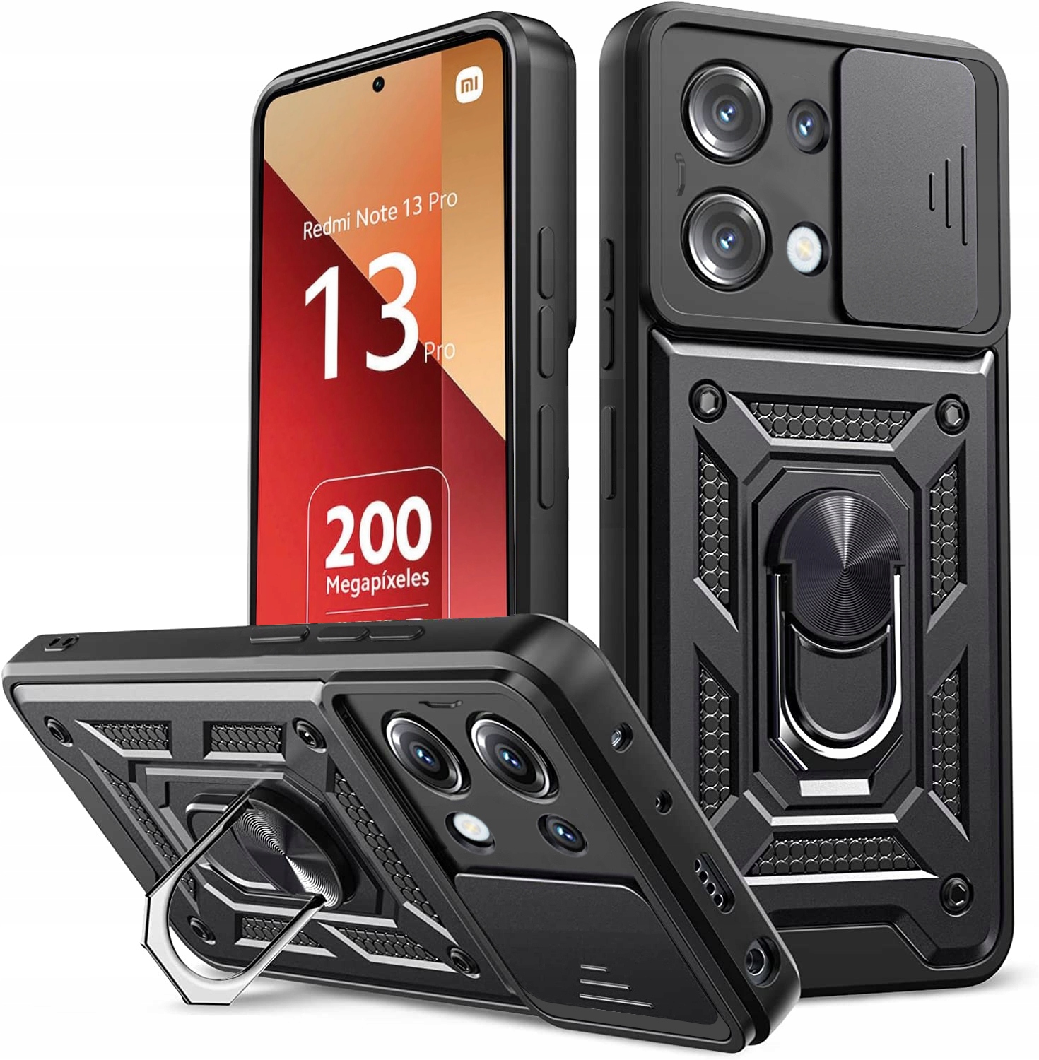 Etui do Xiaomi Redmi Note 13 PRO 4G I PANCERNE 360° RING SLIDE CASE + SZKŁO