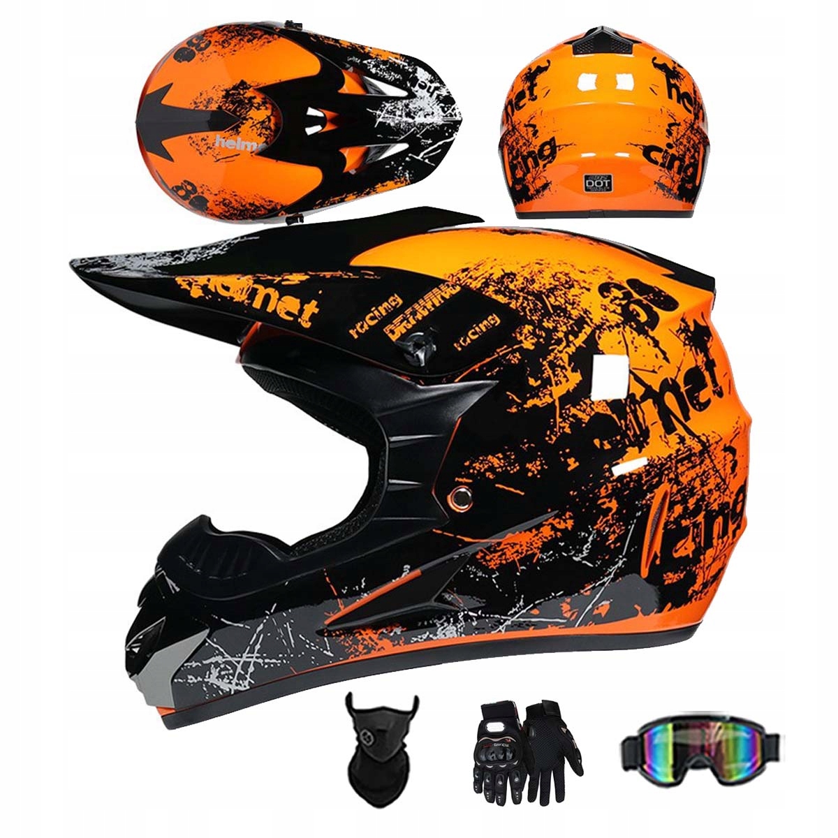 Motocyklová Přilba Crossová Lehká Enduro Quada Brýle Rukavice Maska L