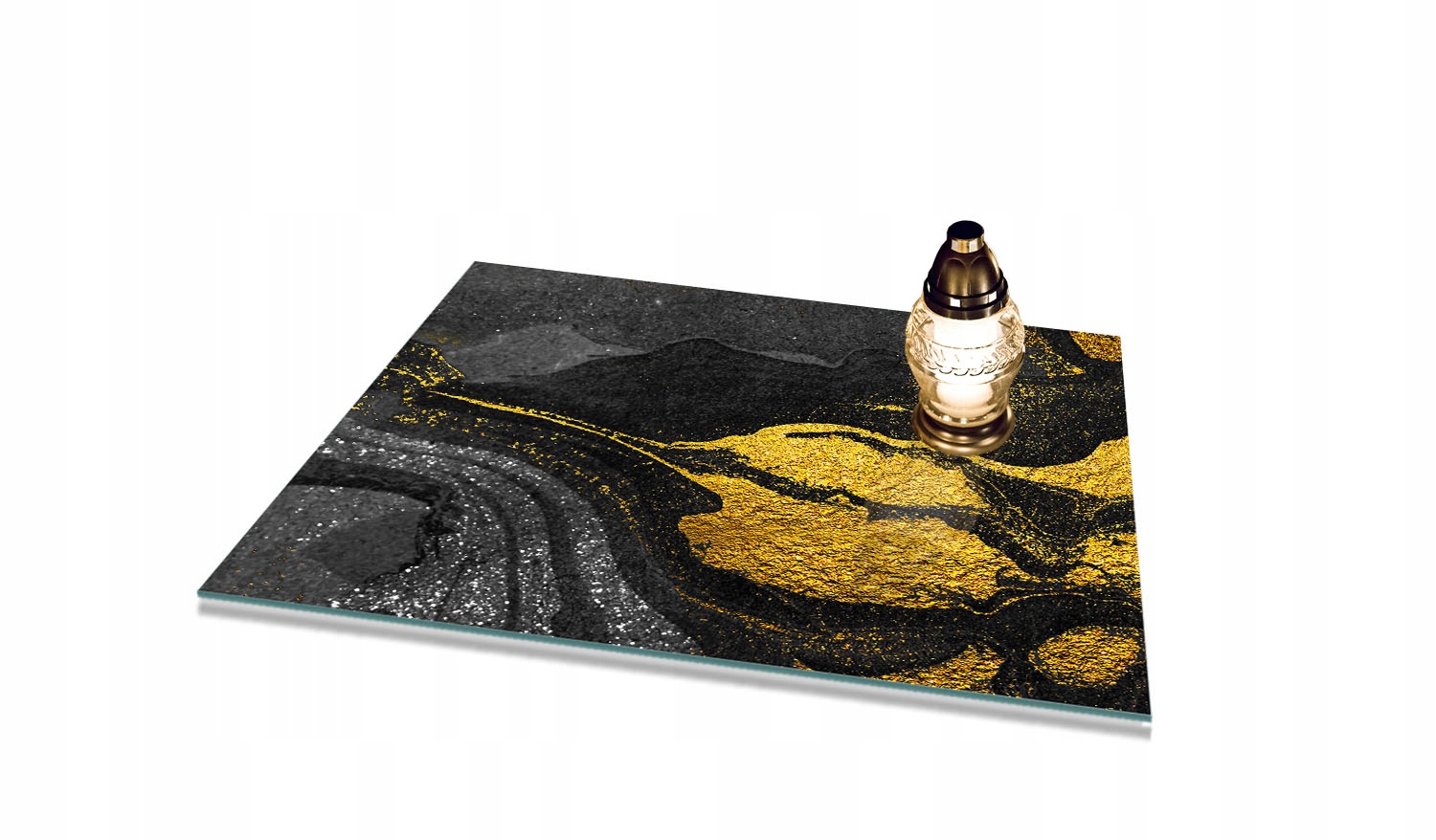 Skleněná podložka tvrzená pod Hřbitovní Svíčka dekorace na Hřbitov, motiv 60x52 cm