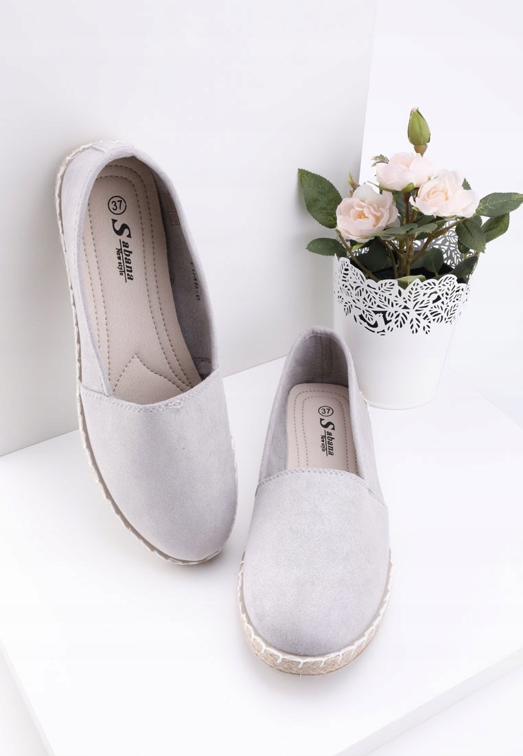SZARE ESPADRYLE DAMSKIE WSUWANE TENISÓWKI PŁASKIE PÓŁBUTY TRAMPKI Stan opakowania oryginalne