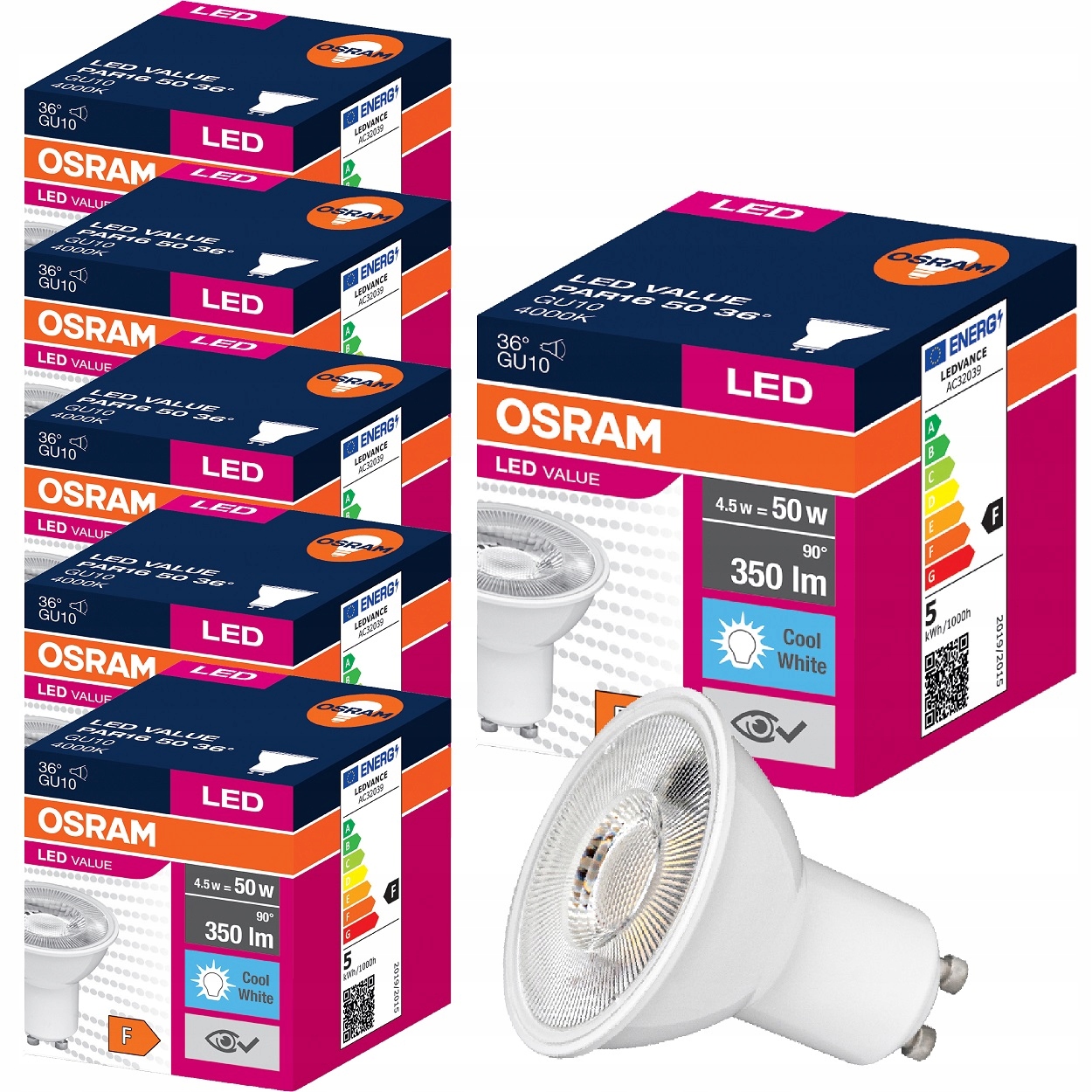 

Osram żarówka Led Halogen GU10 4,5W=50W 4000K x 6