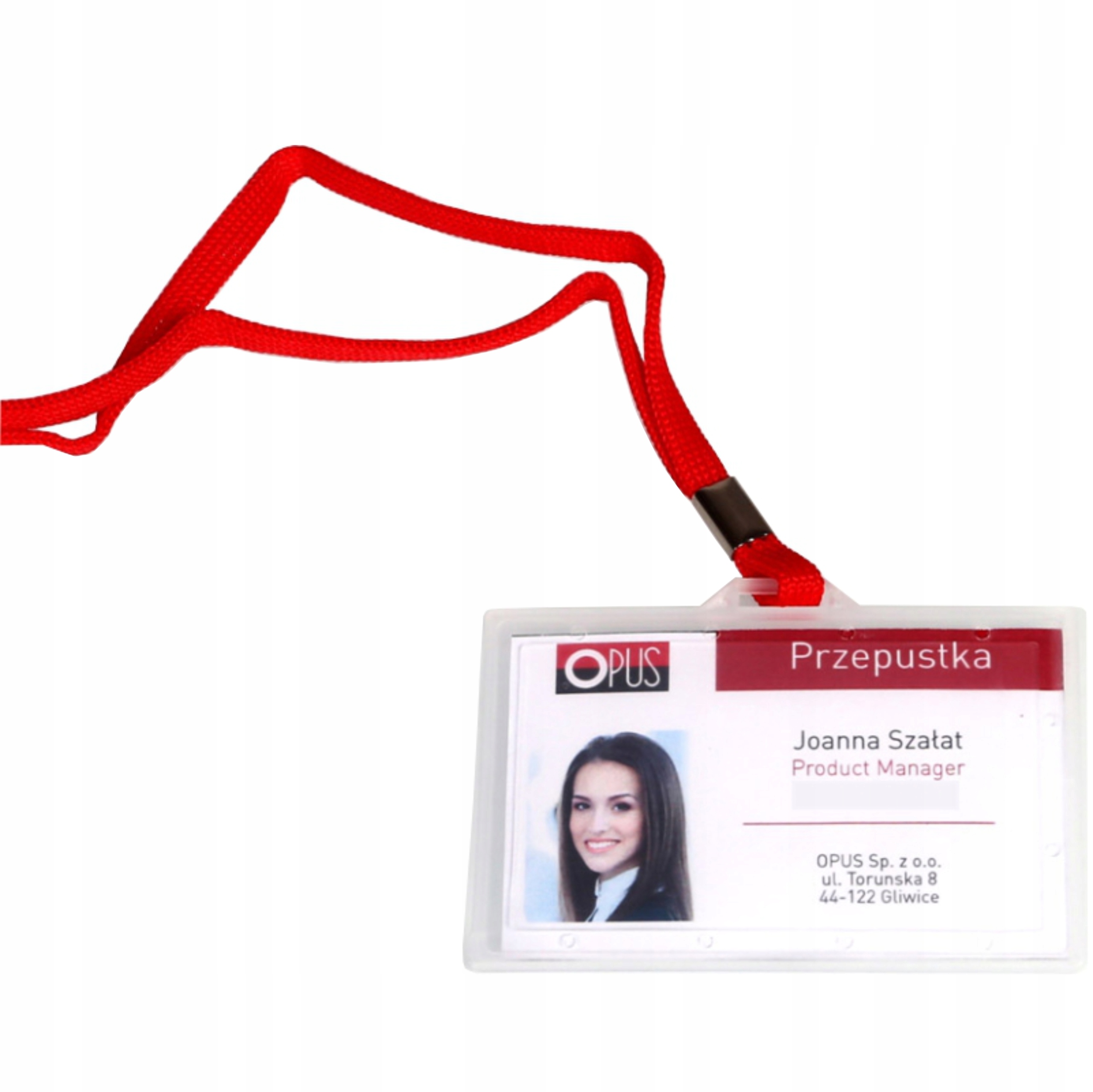 

Identyfikator z taśmą na smyczy Holder czerwony