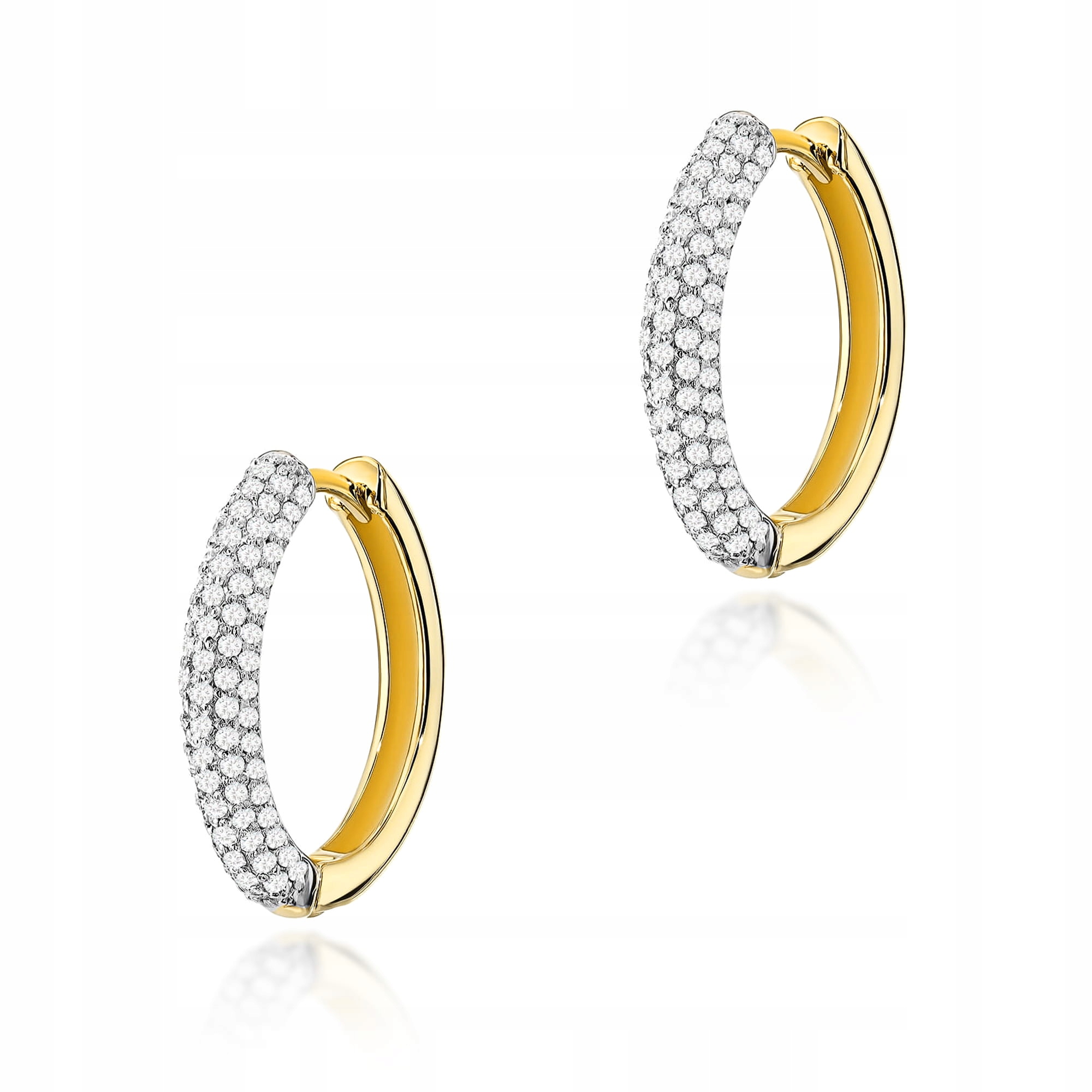 Zlaté náušnice 585 kolečka 14kt bílé zlato s brilianty na Valentýna 4,4 g