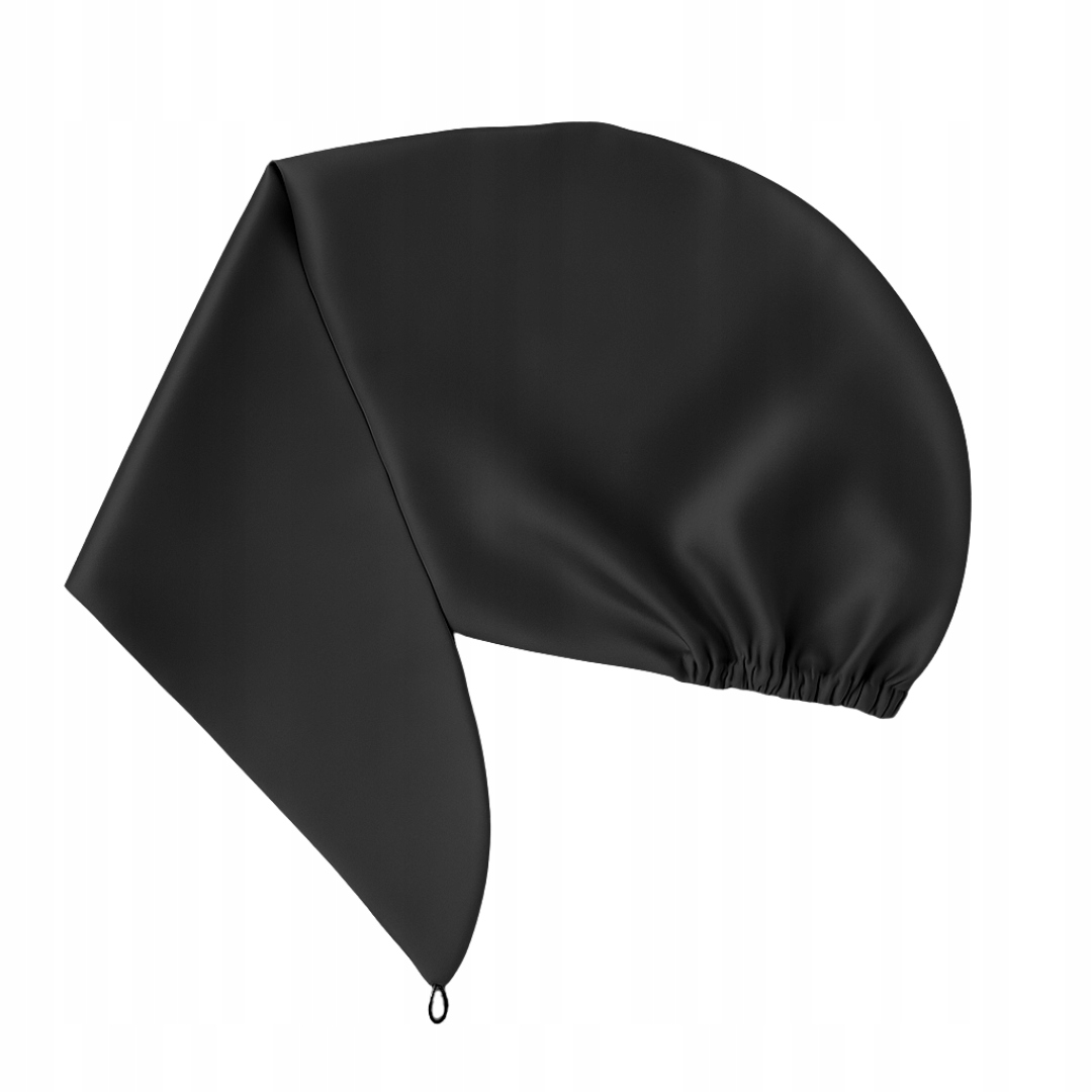 Hedvábný dvouvrstvý turban na spaní 100% hedvábí černý