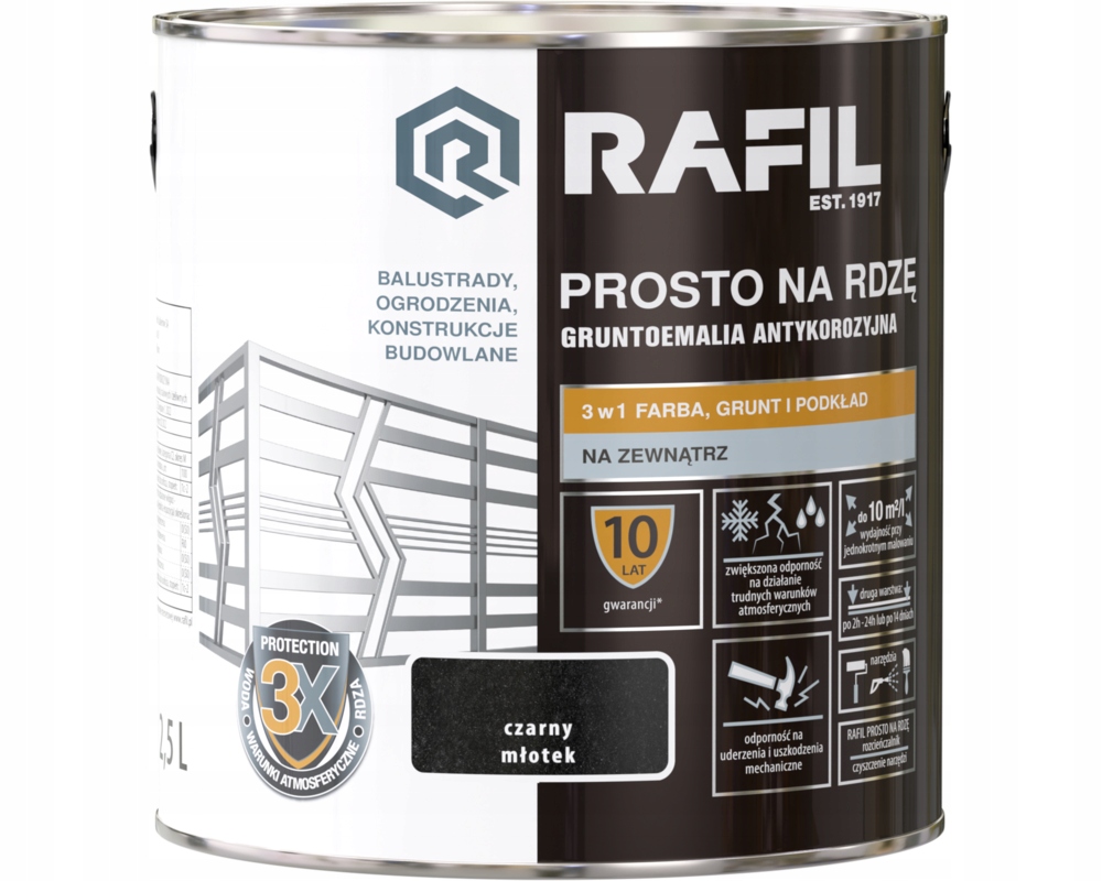 Rafil Přímo na rez černý kladívkový