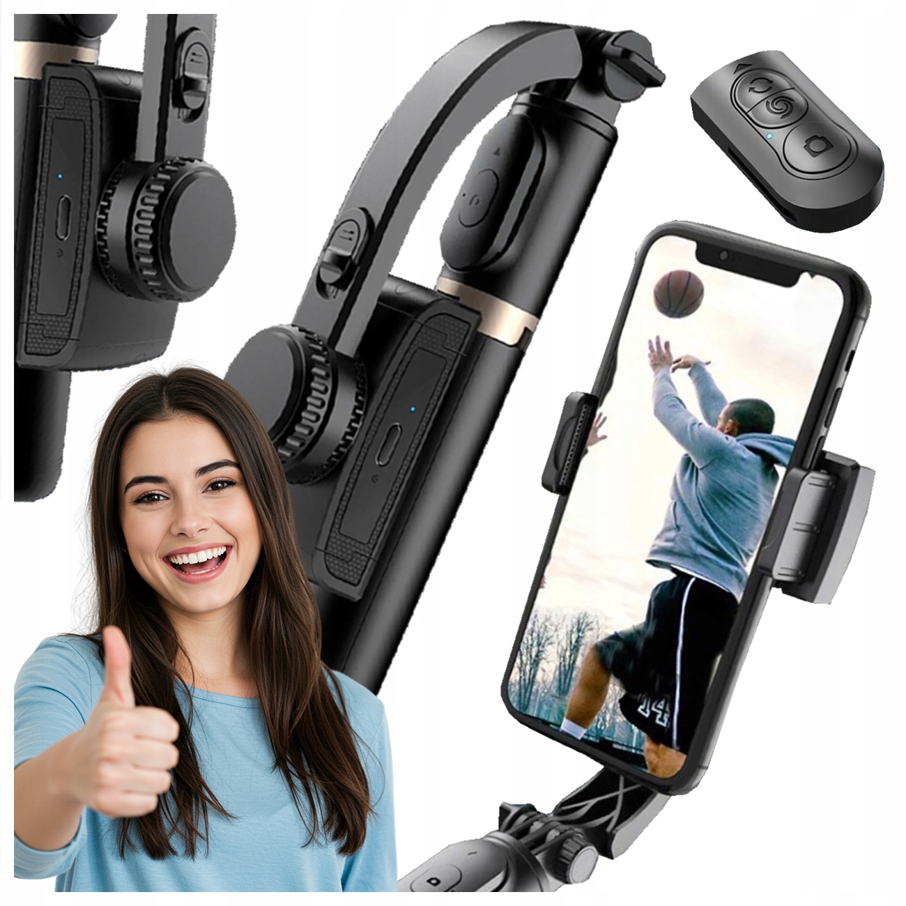 Selfiestick Gimbal Uchwyt Na Telefon Automatyczna Stabilizacja Obrotowy Abs