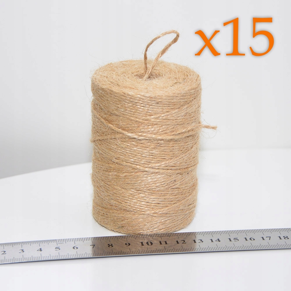 15 x Jutový provázek (přírodní) 1,5 mm 2 nitě 150 g