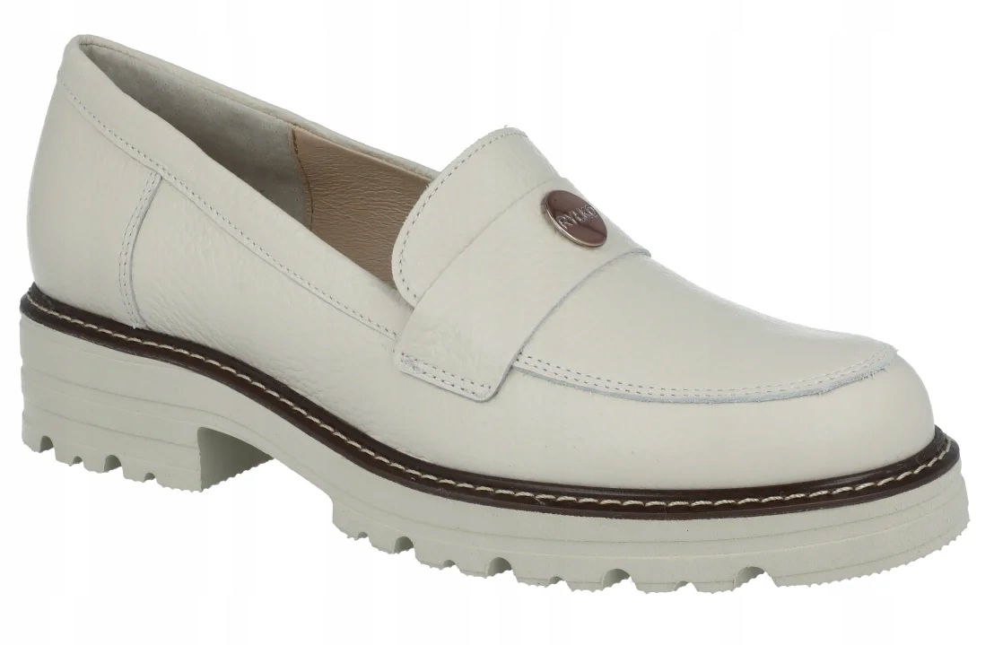 Mokasíny Ryłko E2R70_M loefersy kožená vložka krémová kožená vel. 42
