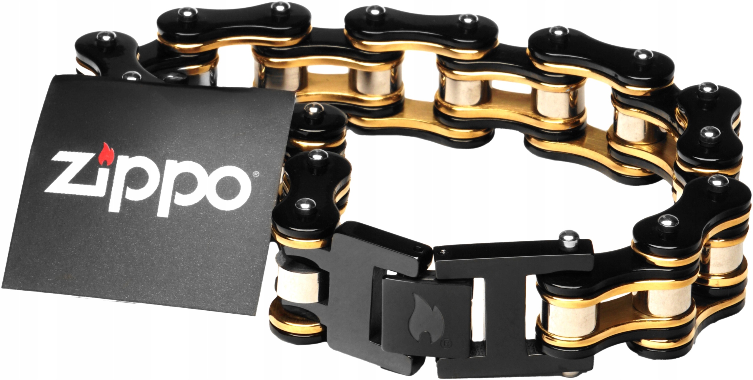 Náramek Zippo Bike Chain Černo-zlatý 2006334 220x16x8mm