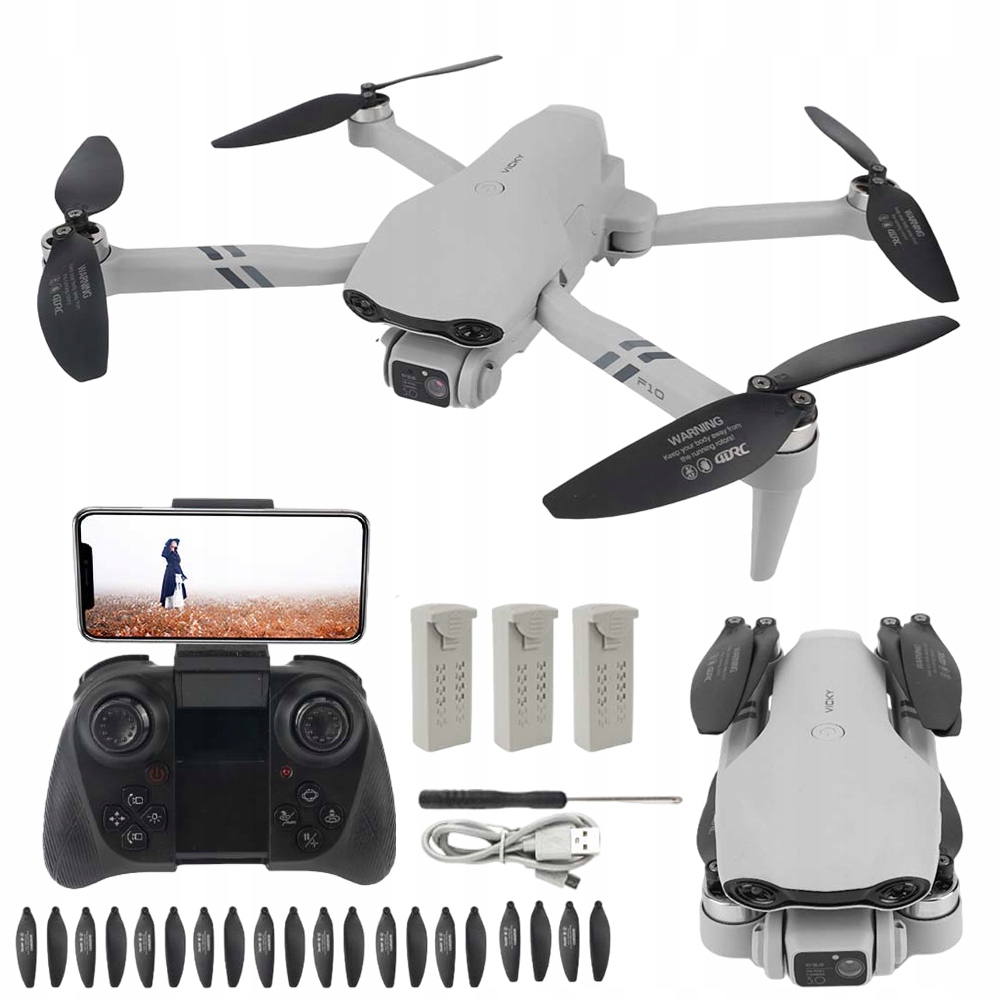 Skládací Kvadrokoptéra Dron 2,4 G Se Dvěma Kamerami 200 M 4800 Mah 3 Baterie