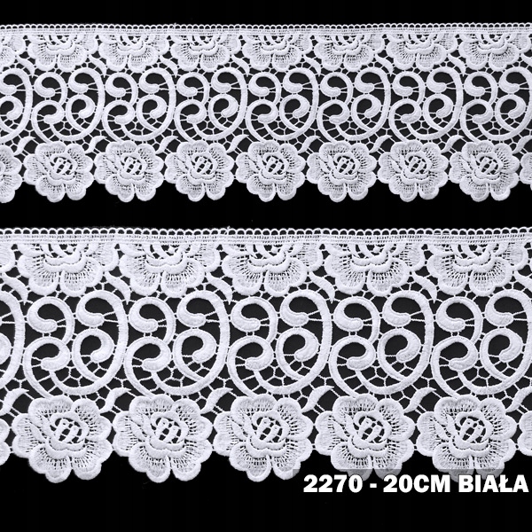 GIPIURA KORONKA FIRANKA TAŚMA 18-20 CM BIAŁA+SZARA Rodzaj koronki