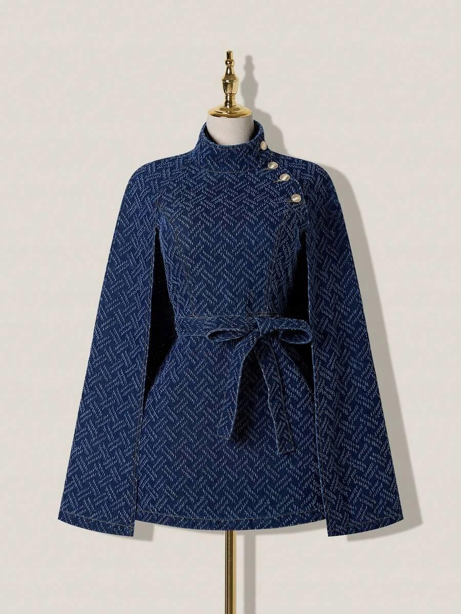 SHEIN PONCZO JEANS WIĄZANIE DQP S06__M