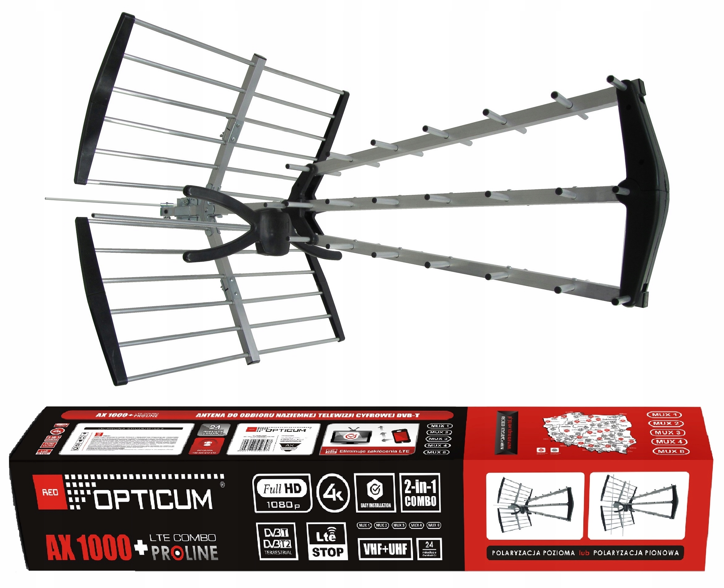 ANTENA DVB-T/T2 OPTICUM AX1000+ LTE Combo VHF UHF