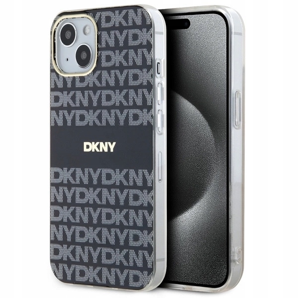 Pouzdro pouzdra kryt Dkny IML Mono & Stripe MagSafe pro iPhone 15 14 13 černé