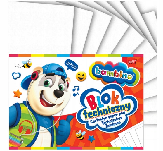 

Blok Techniczny Biały 10 Kartek Bambino Format A4