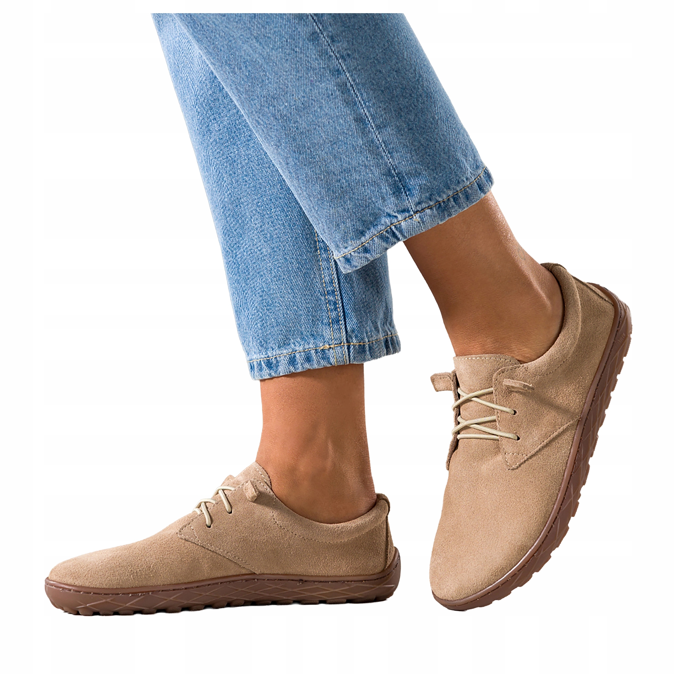 Boty Barefoot Béžové Dámské Elastické Šněrovací Kožené Polské vel. 39