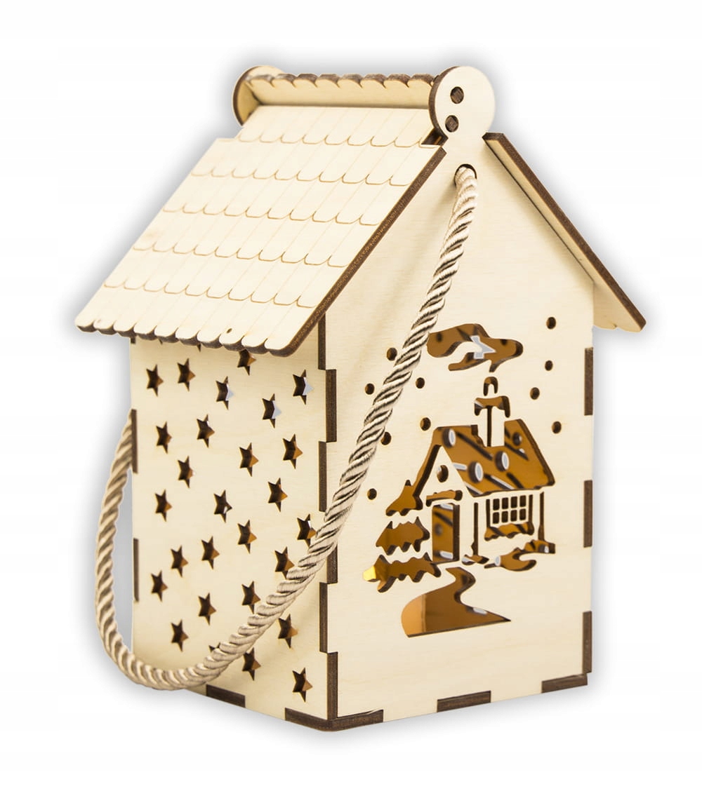 Lampion Adwentowy Drewniany na Roraty LED XL