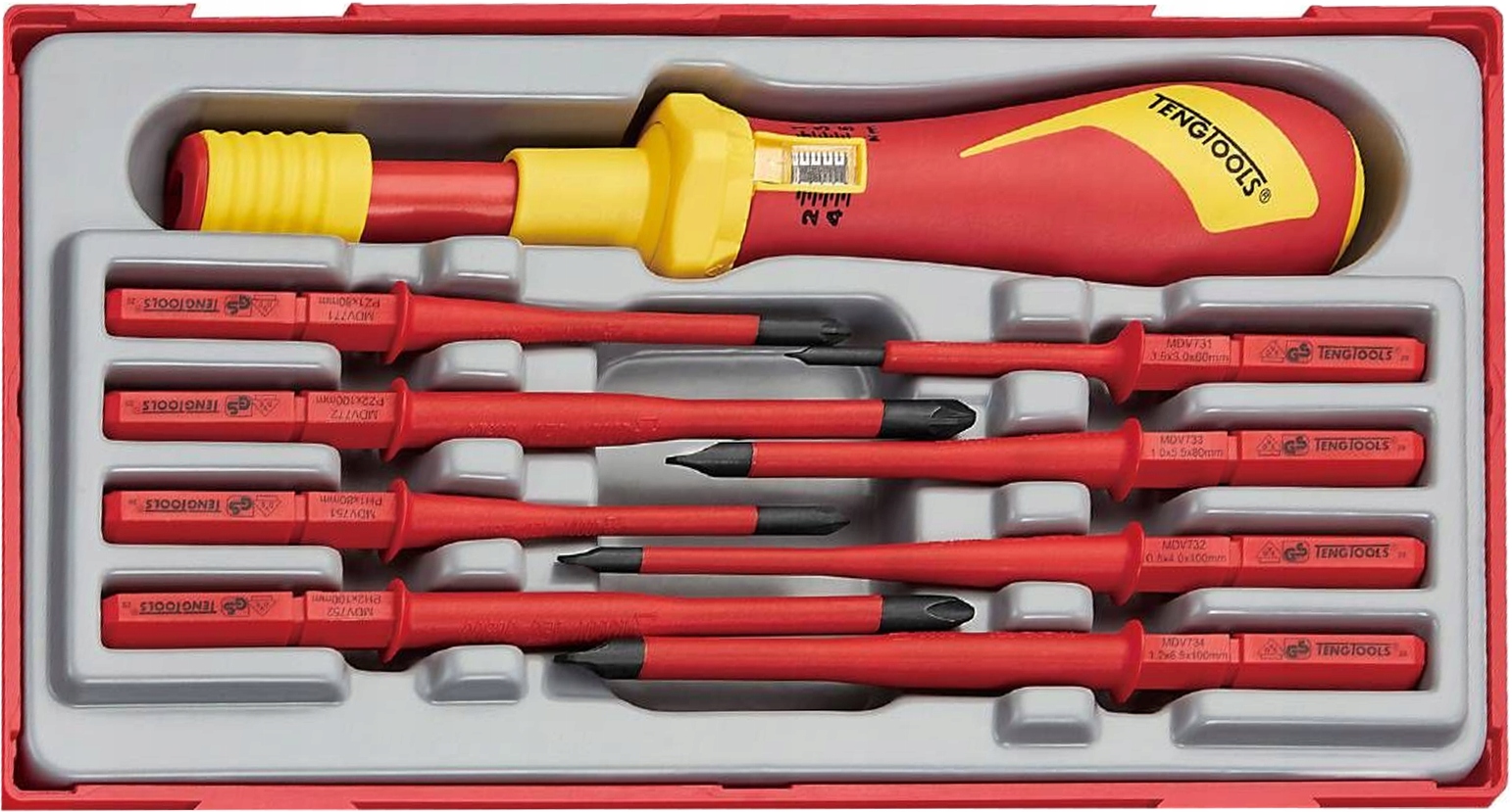 Izolovaný momentový skrutkovač 1000V 9-ele. 1-5 Nm Teng Tools TTVSD09