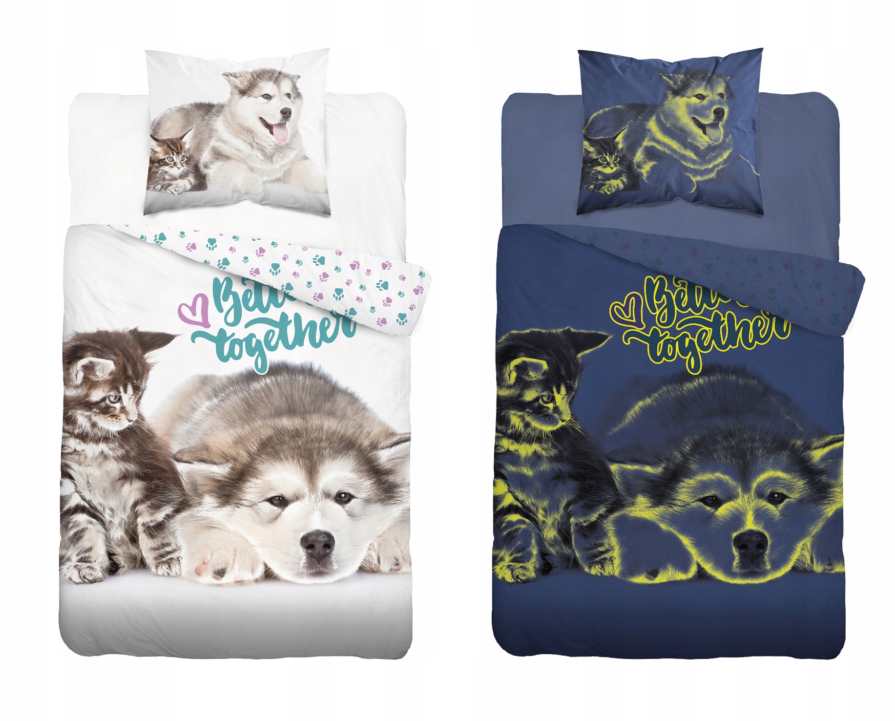 POŚCIEL dwustronna kotek piesek160X200 ŚWIECĄCA Kod producenta 4541 160