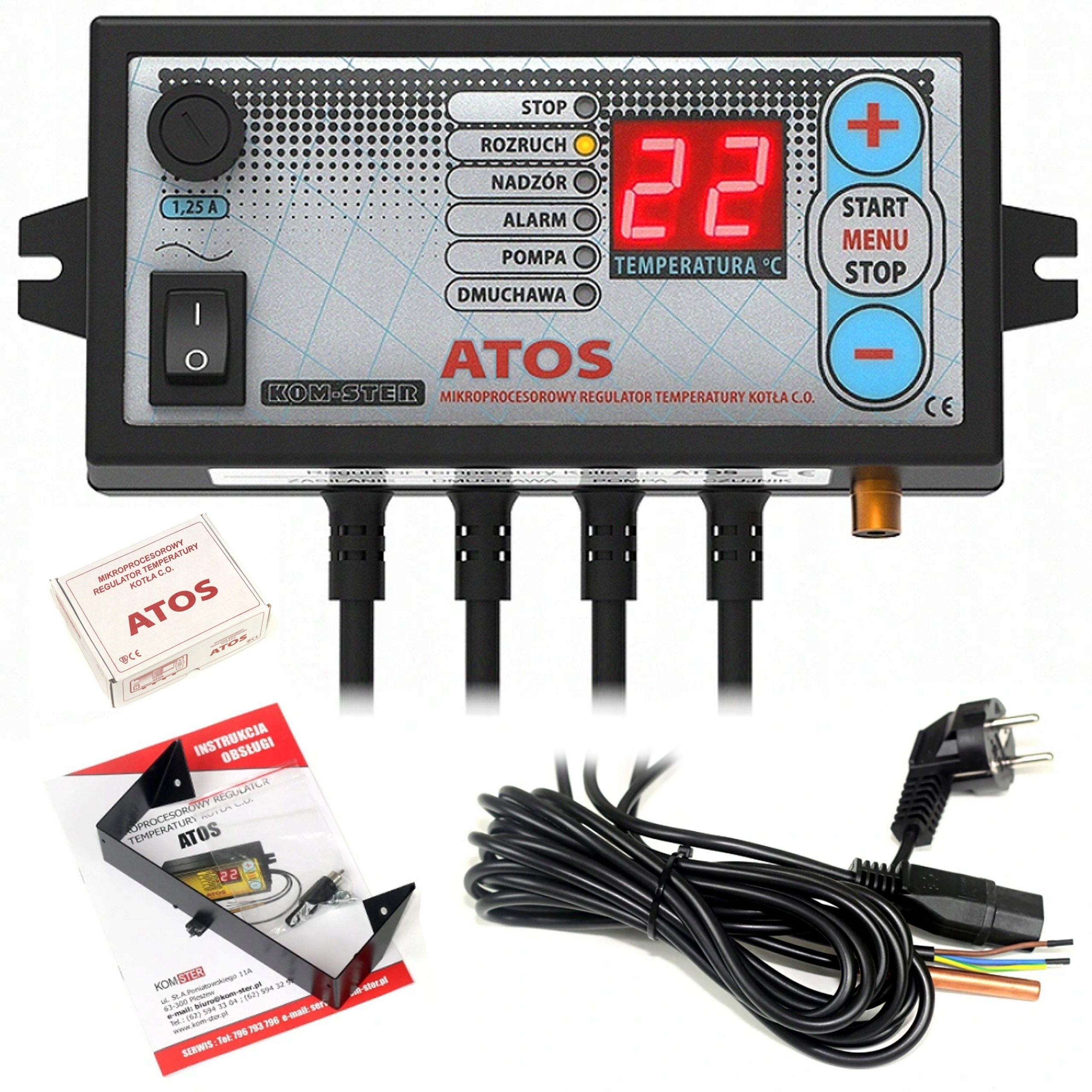 Sterownik Regulator Atos do Kotła pieca Nadmuch Pompa Kom-ster Termostat