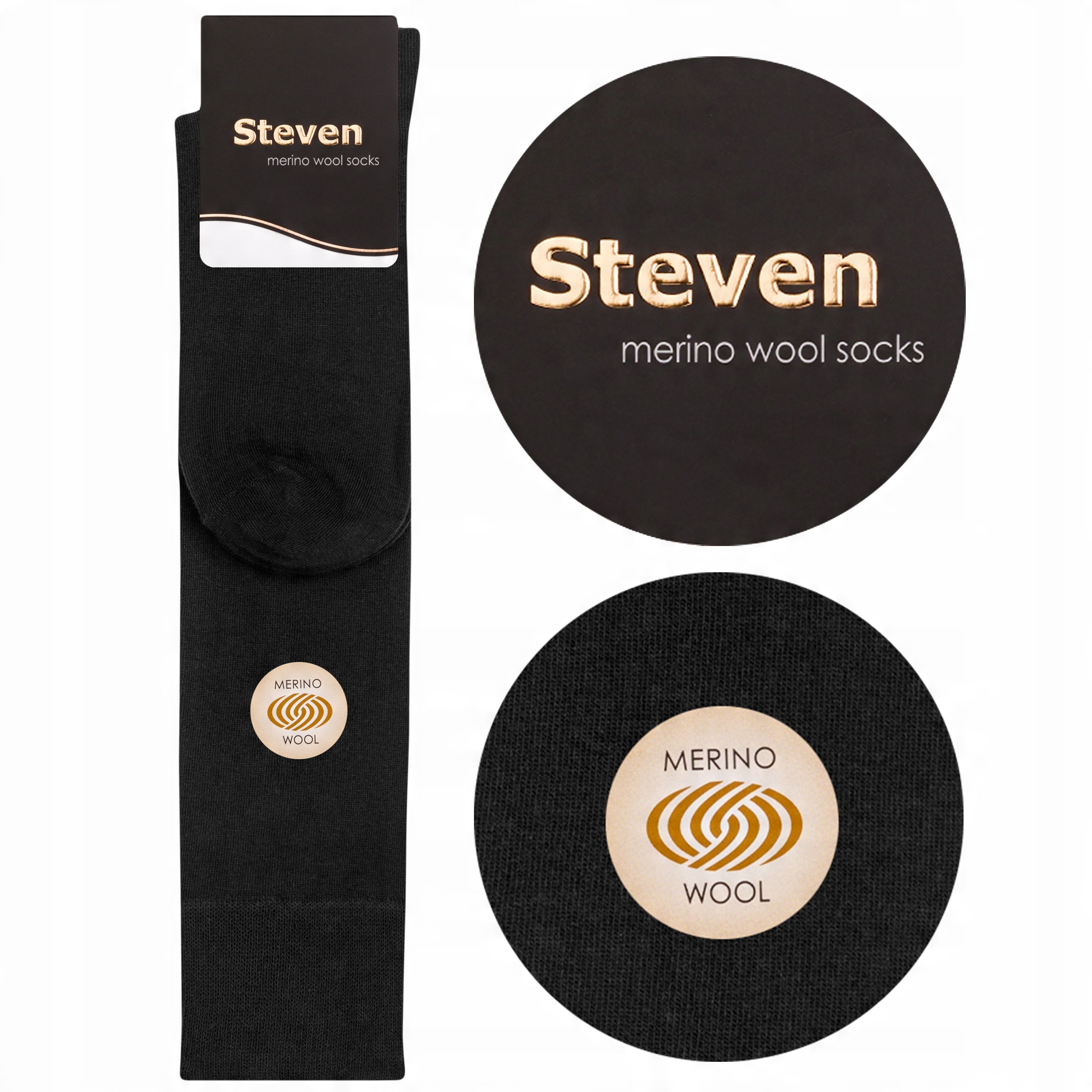

Steven 008 Podkolanówki Męskie Merino Czarny 44-46