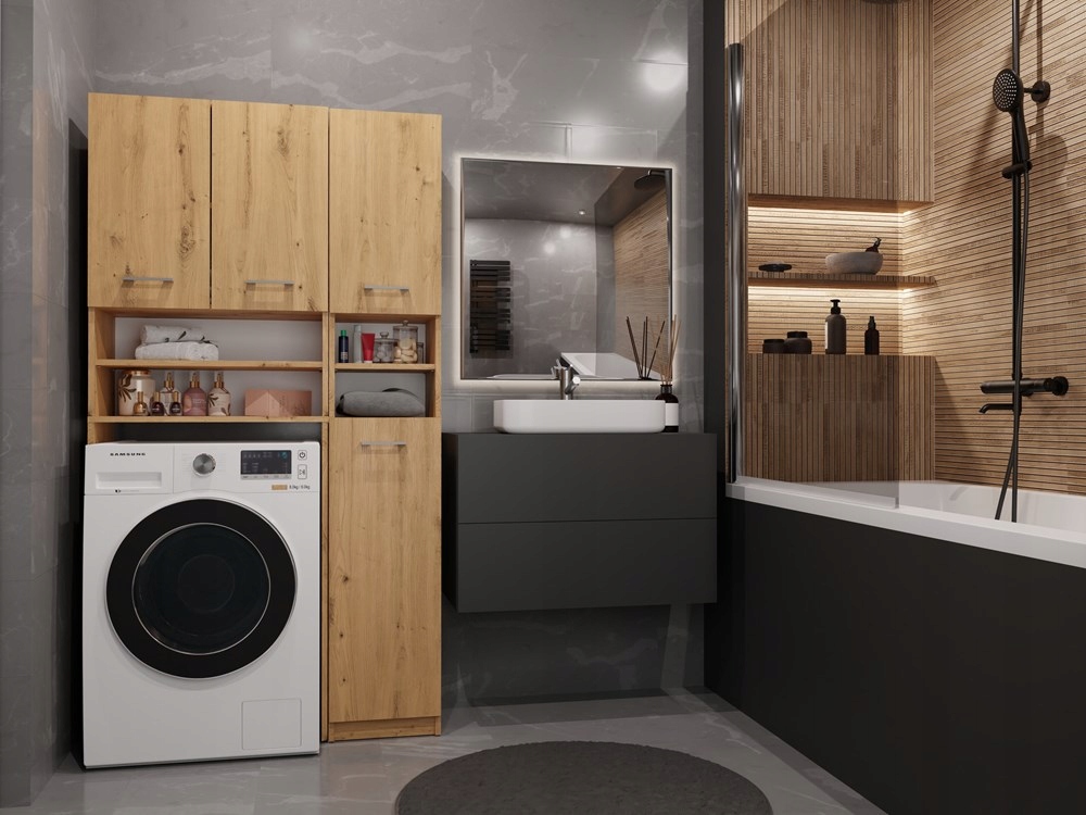 Szafka łazienkowa MARPOL zestaw dąb artisan TOP Głębokość mebla 30 cm