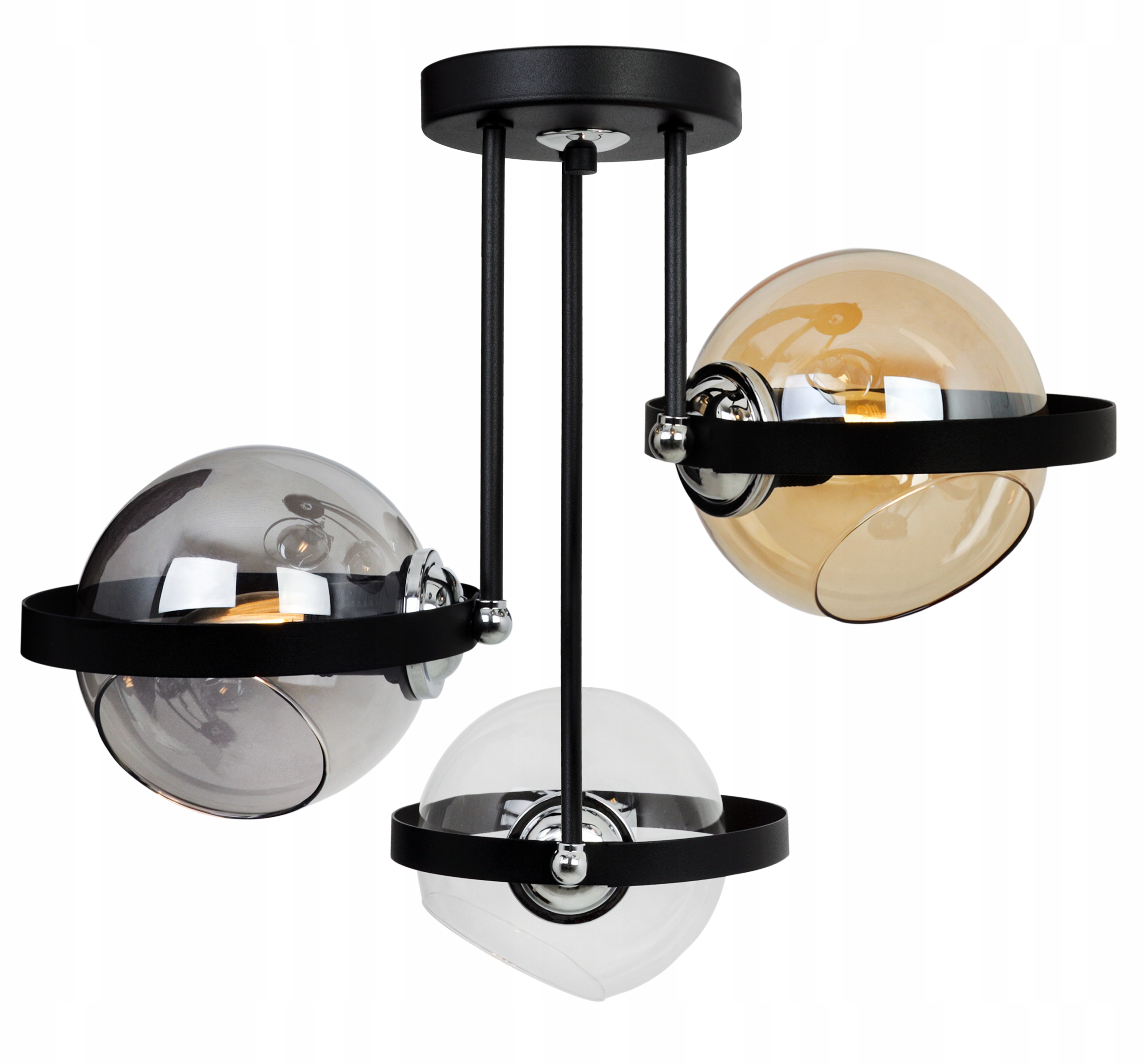 Závěsné Stropní Svítidlo Trojitý Skleněný Lustr Kroužek Loft Ring MIX