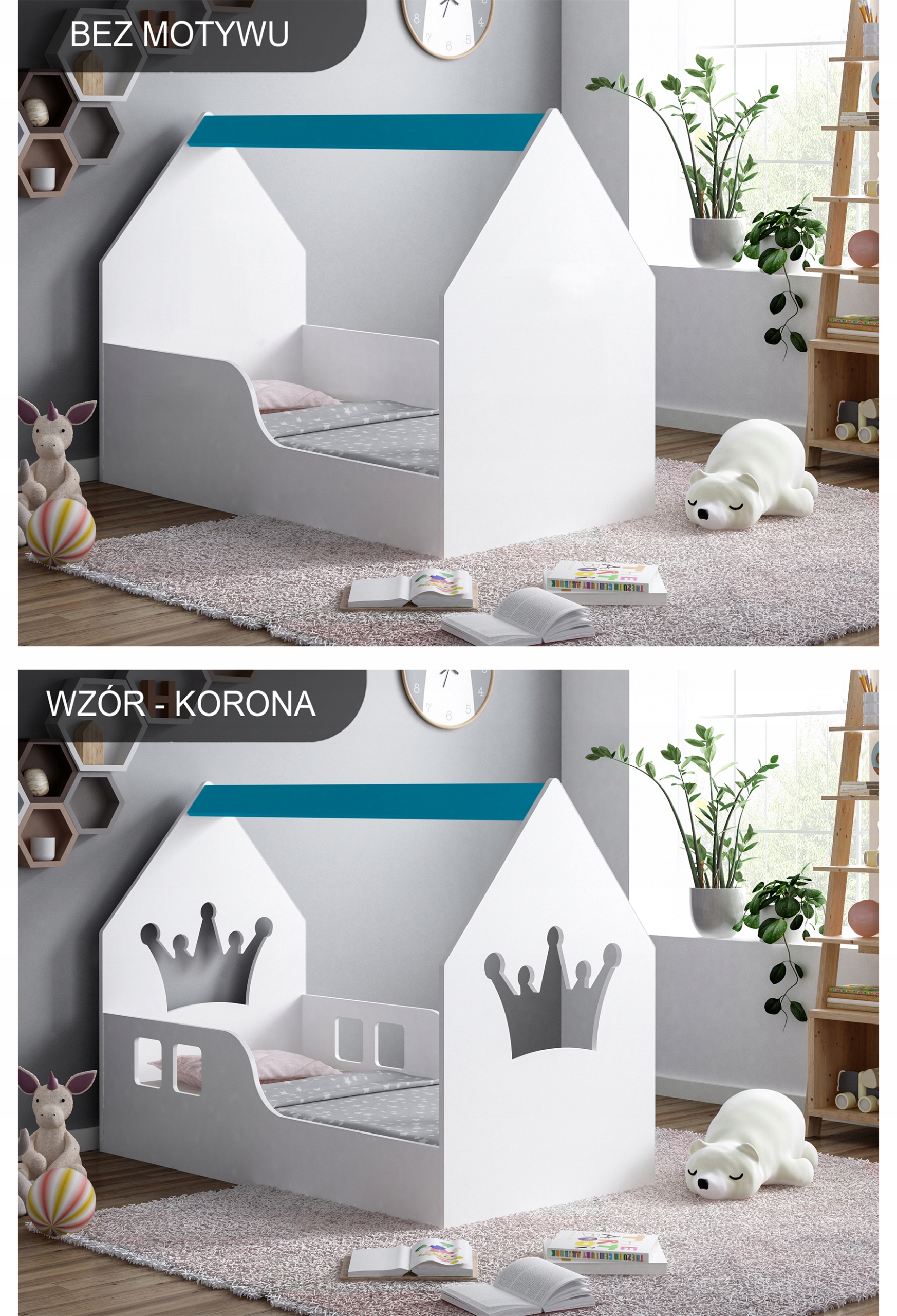 ŁÓŻKO HOUSE 140/70 BŁĘKIT+ MATERAC Płeć chłopcy dziewczynki