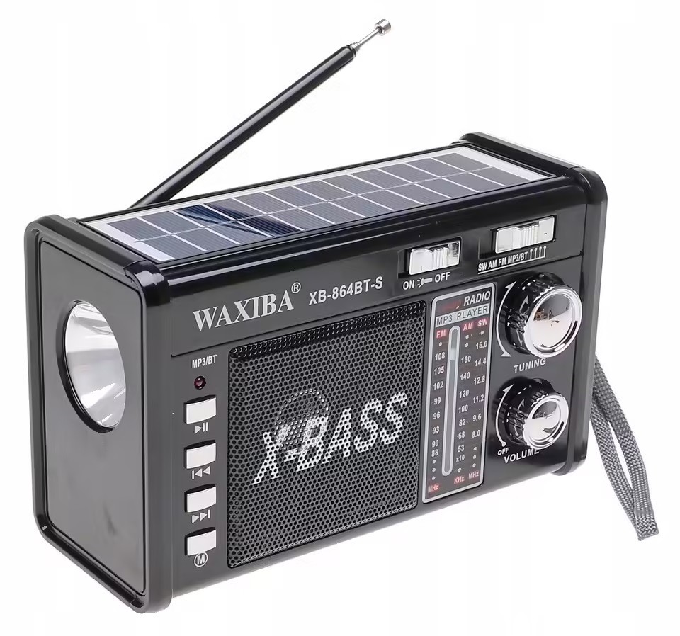 Radio FM PRZENOŚNE SOLARNE Głośnik Latarka Bluetooth BLACK