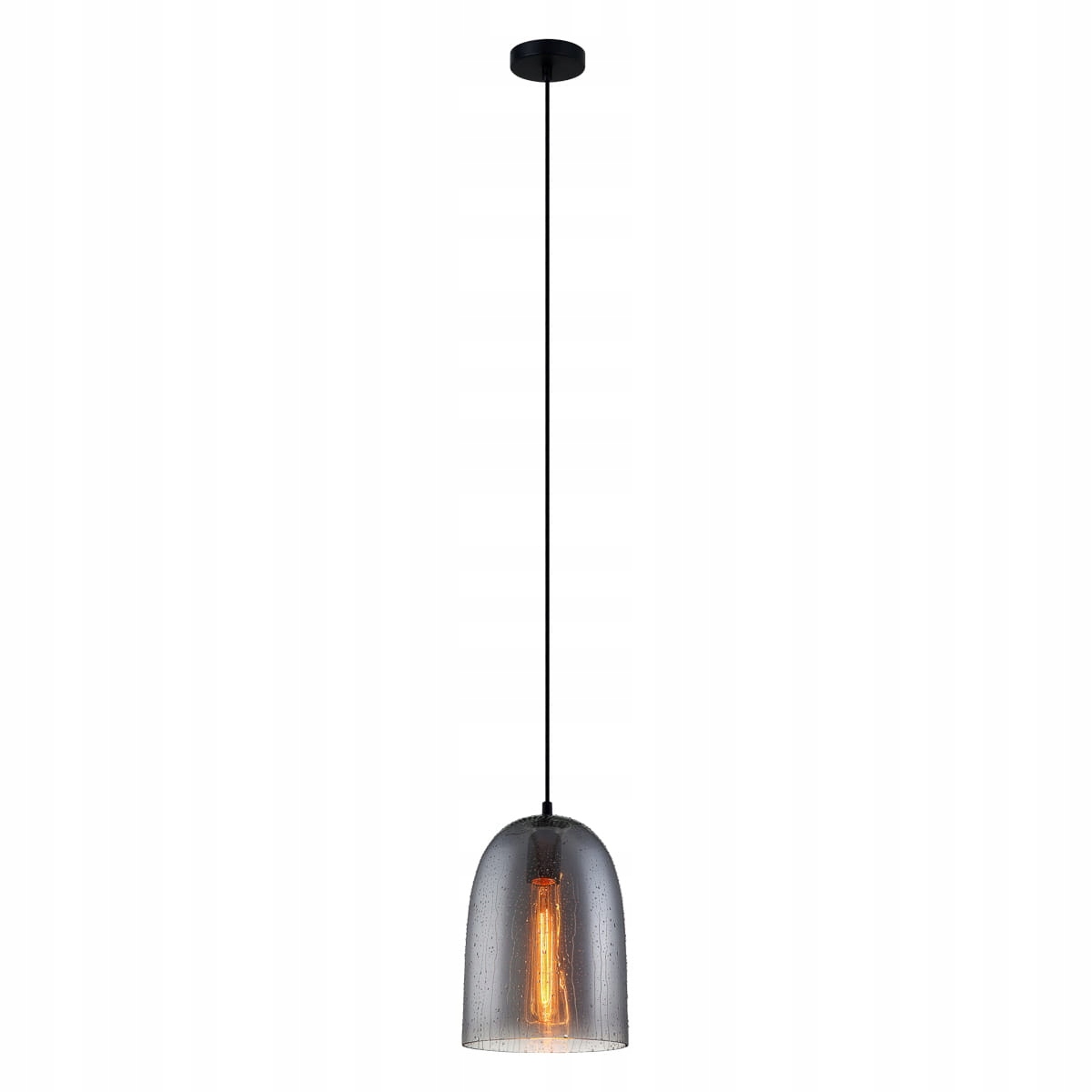 Moderná závesná lampa čierna, dymové sklenené tienidlo do jedálne Italux