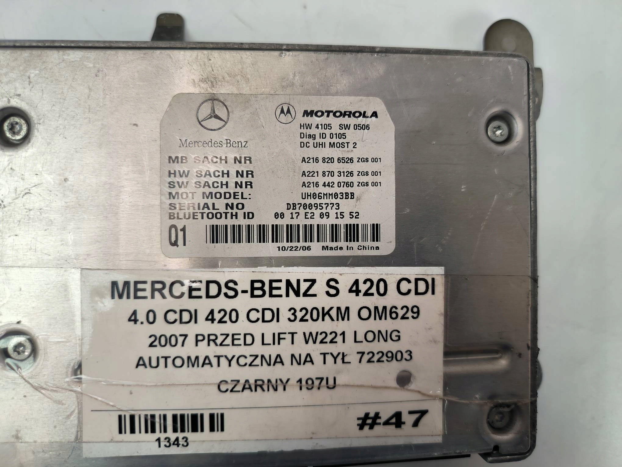 modulo BLUETOOTH A2168206526 mercedes-BENZ S 420