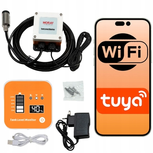 Czujnik poziomu cieczy z sondą hydrostatyczną 5m Rf Bramka WiFi Tuya Smart