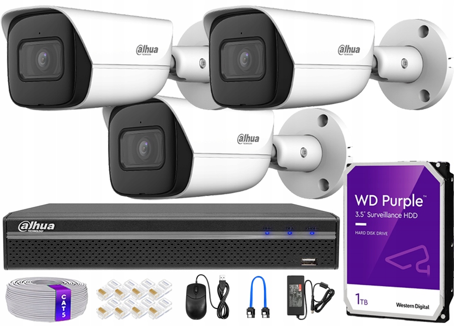 Monitorovací sada 3 kamer Dahua WizSense 8Mpx 4K PoE Detekce Aplikace