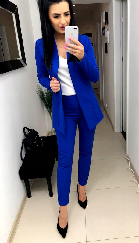 GARNITUR DAMSKI marynarka spodne CHABROWY S Zawartość zestawu ze spodniami