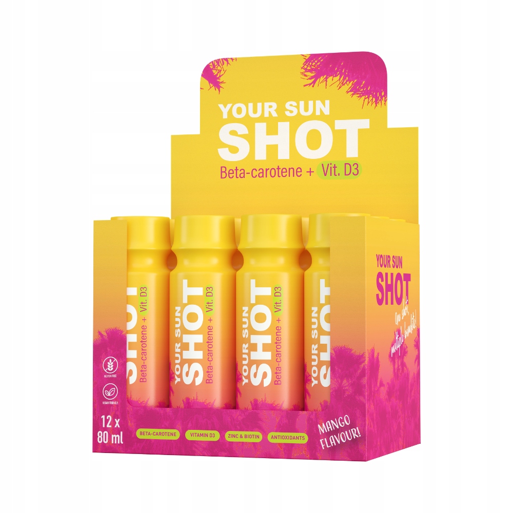 Your Sun Shot Mango z Wit. D3 12x suplement diety wspomagający opalanie