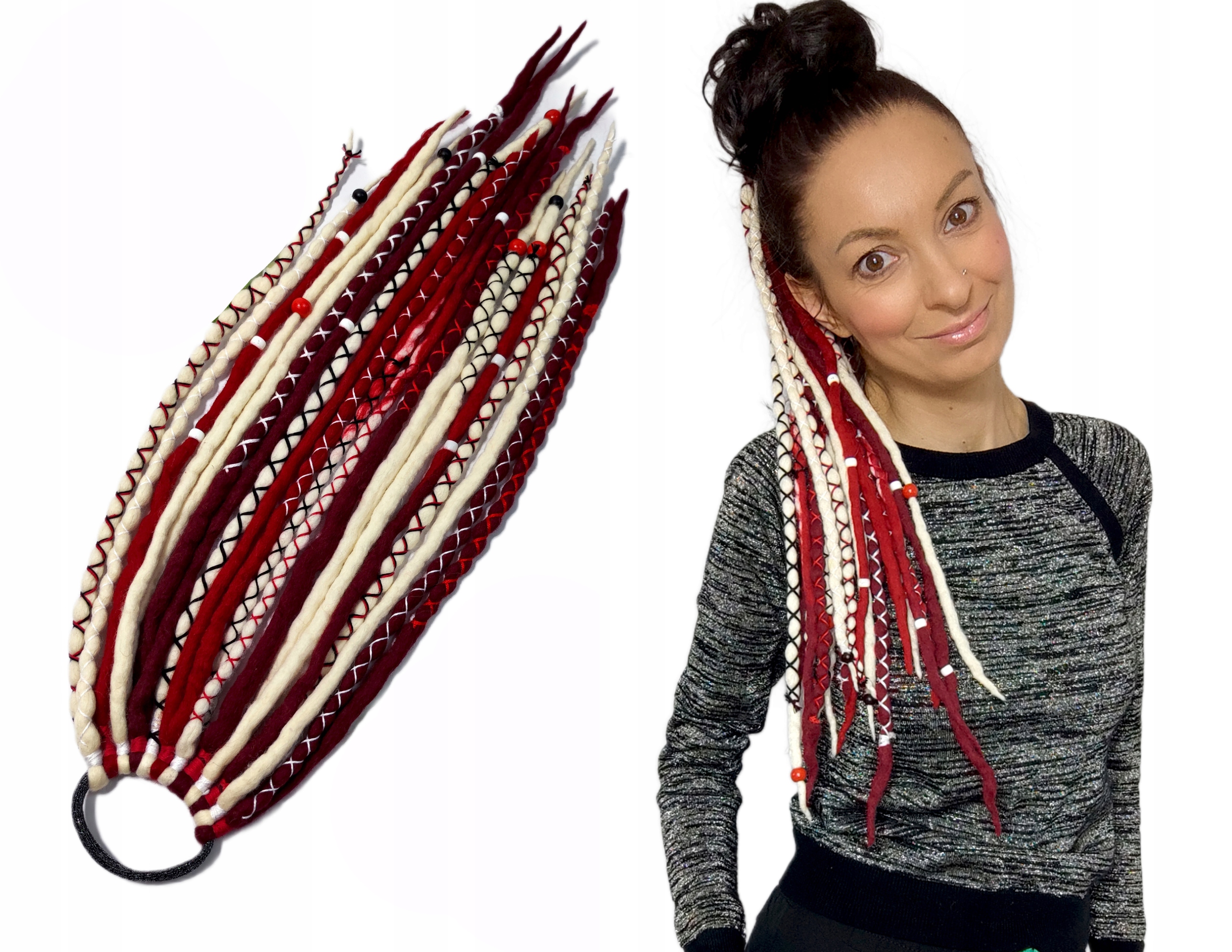 Vlněné pastelky na gumičce, Poník na gumičce, červené bílé, Krvavá Růže