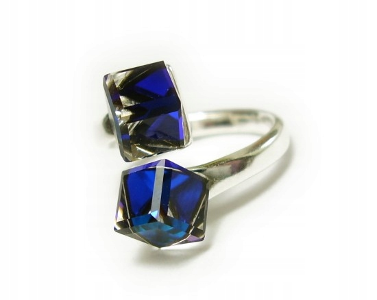 Krystaly Prstýnek Otevřený, Modré Stříbro Arande