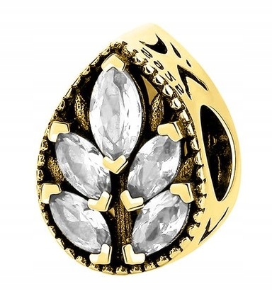 

Charms złoty Listek Łza srebro 925