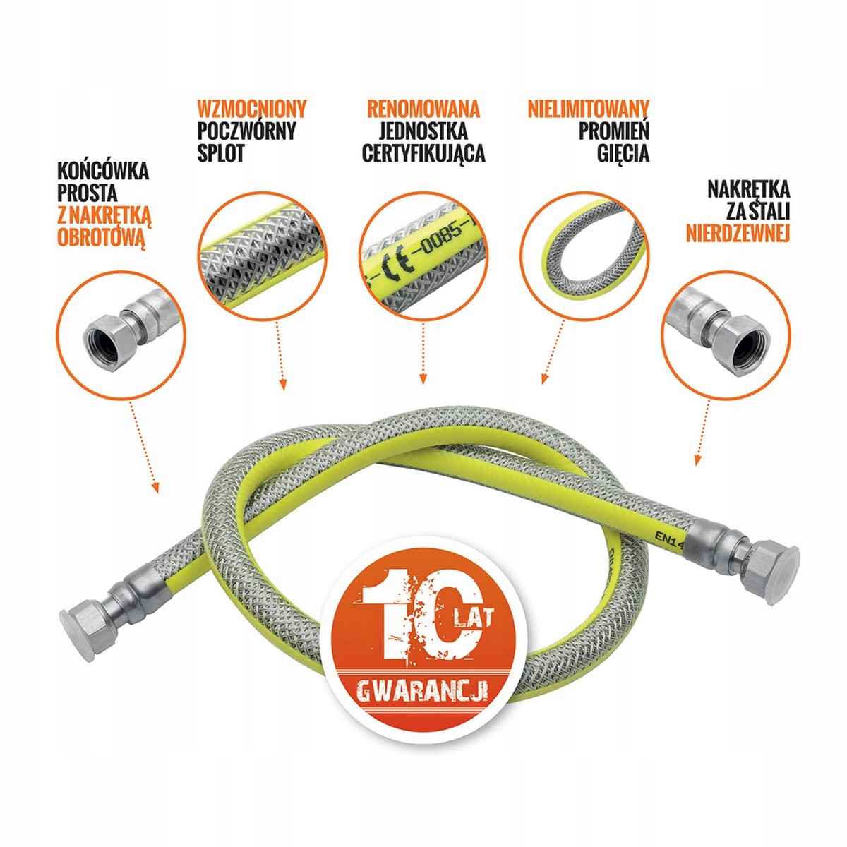 Wąż do gazu Lechar 1/2 x 1/2 Długość 150 cm