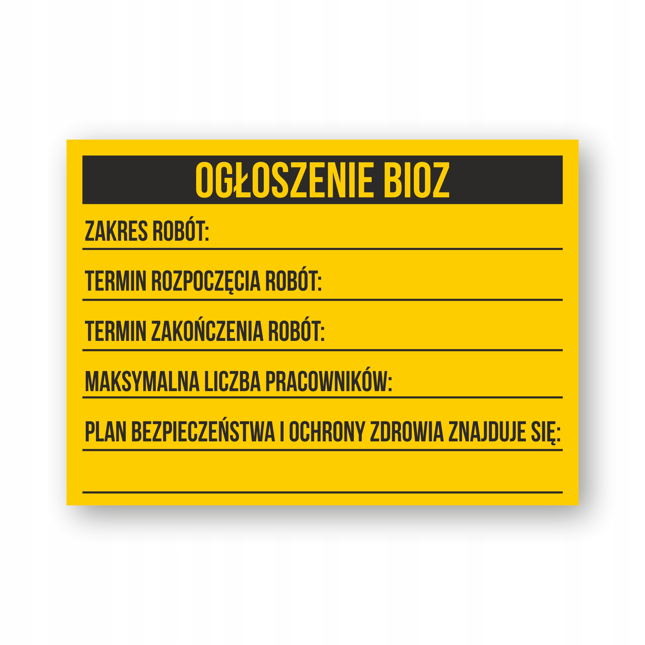 TABLICA INFORMACYJNA BUDOWLANA BIOZ BHP 50X70 PCV